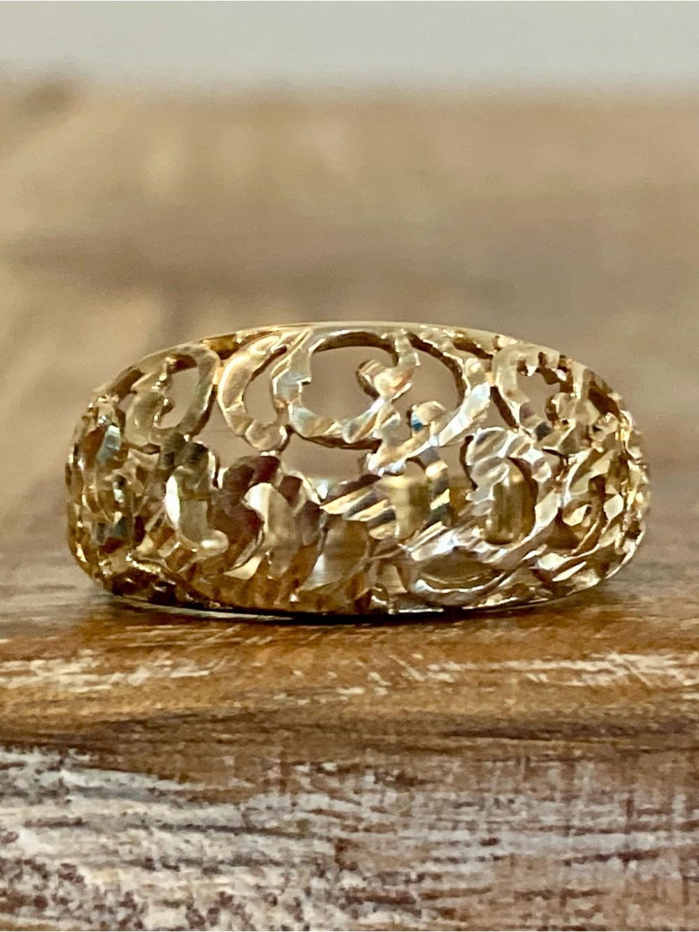 Vintage 10k Yellow Gold JCM Openwork Filigree Band Ring Women's Jewelry Size 7 - Picture 3 of 16